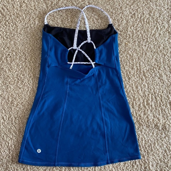 Lululemon Dancing Warrior Tank Poseidon Dottie Dash White Black Size 4 - Picture 5 of 7